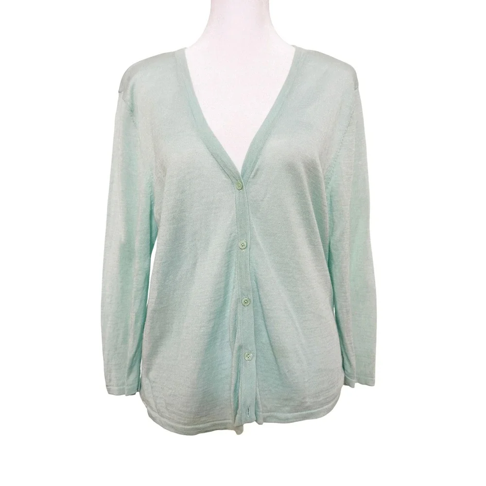 Liz Claiborne Womens Cardigan Sweater XL Long‎ Sleeve V Neck Knit Top